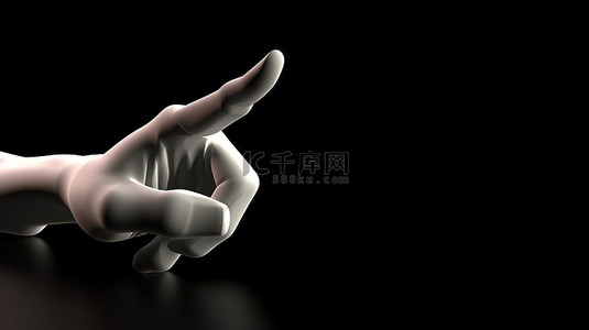 卡通手用手指向左指或点击某物的 3d 插图