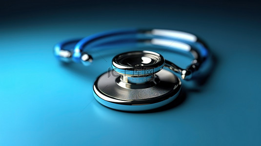 医生与背景图片_医疗保健插图 3D 渲染蓝色听诊器的背景与医疗保险和健康概念
