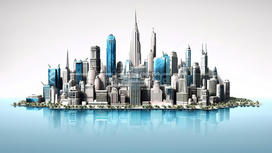 银行平面背景图片_未来城市概念的 3d 渲染