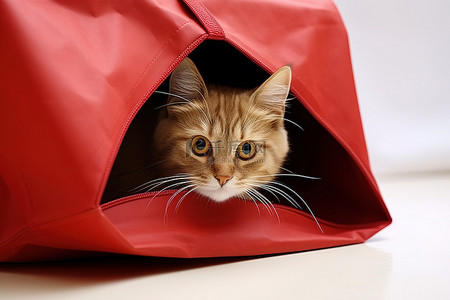 红色袋子里的猫