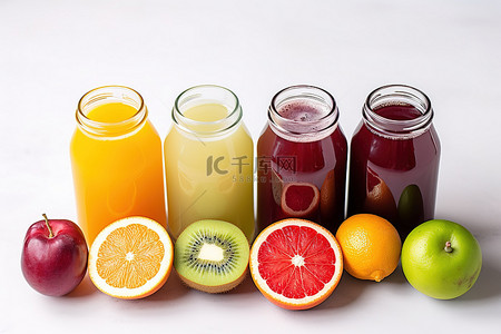 橙汁酸橙汁葡萄柚汁苹果汁和不同类型的果汁