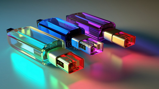 usb接电脑背景图片_存储在 3D USB 驱动器上的数据文件夹