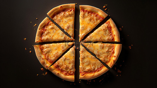 披萨比萨背景图片_平躺的四个奶酪披萨，切片均等 3D 渲染