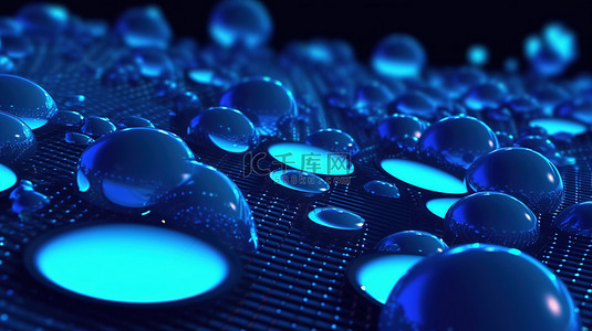 动态霓虹灯风格蓝点运动 3D 插图优雅的抽象背景