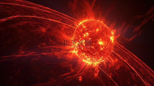 自然光效背景图片_太阳日珥和太空中的冠状动脉排放 3d 渲染