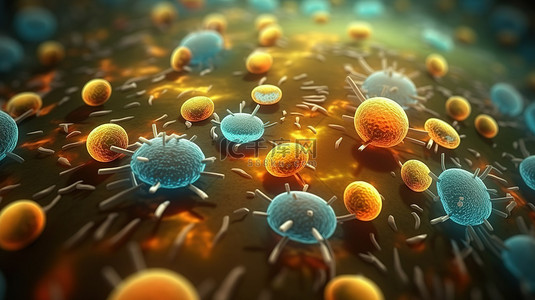 细菌细胞的 3D 渲染图