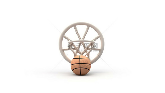 白色的比赛牌背景图片_3d 渲染的白色背景上的粘土风格儿童玩具篮球框和网