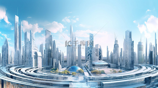 未来智能城市景观的创新 3D 渲染