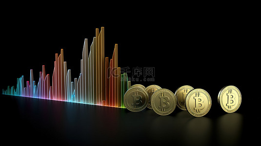 金币上升背景图片_厄立特里亚的区块链 10 种加密货币的 3d 渲染正在上升