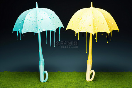 雨伞背景图片_两把黄色的雨伞，其中一把黄色的雨伞朝上