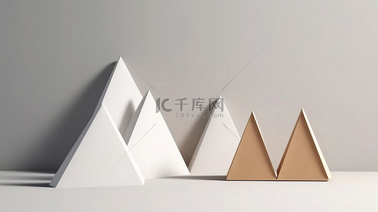 白色背景上的 3D 渲染三角形帐篷卡非常适合餐桌设置