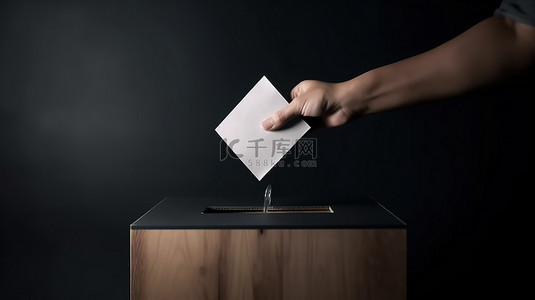 活动进行背景图片_将选票手放在投票箱中进行概念投票的 3d 渲染