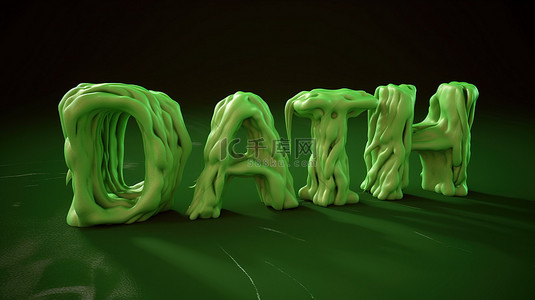 绿色格背景图片_绿色万圣节粘液 3d 渲染拼写出“死亡”一词