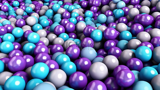 彩色 3D 插图中的抽象蓝色和紫色球体