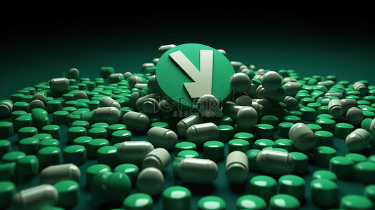 whatsapp 的 3d 徽标在充满活力的绿色背景下被闪亮的药丸包围