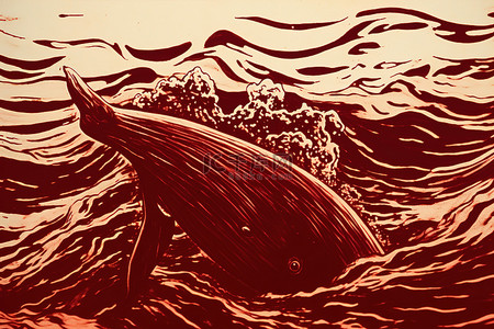 一条小鲸鱼在海浪中游泳的图像