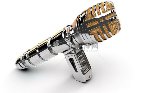 收音机模型背景图片_3D 隔离卡拉 OK 麦克风的插图