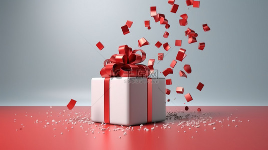 礼物礼物盒背景图片_当礼物盒在 3D 渲染中打开时显示空白纸，用于商业设计庆祝概念