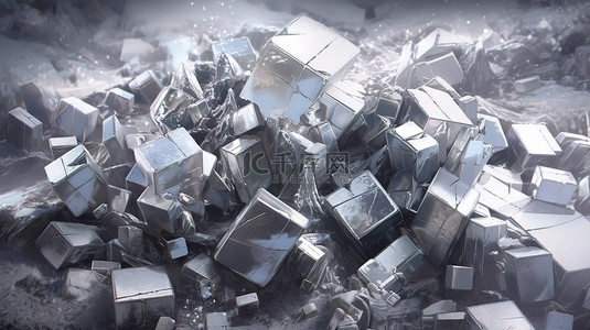 复制空间包含在 3d 生成的纯银矿石中