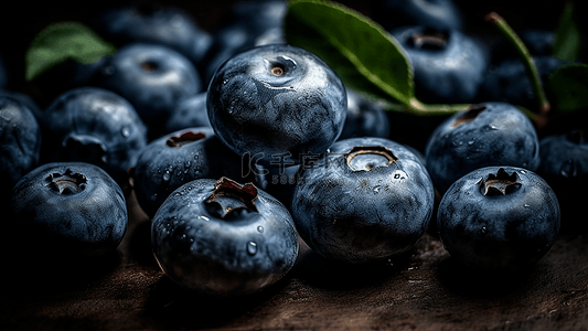 蓝色夏季水果背景图片_水果新鲜蓝莓背景