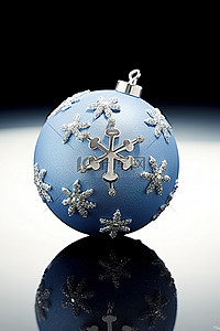 闪亮蓝色背景背景图片_闪亮蓝色的圣诞雪球