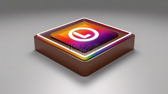 直播程序背景图片_灰色背景上 Instagram 应用程序徽标的 3d 渲染