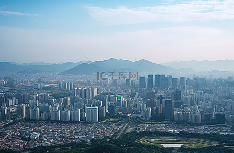 拍中背景图片_首尔城市天际线航拍图 5