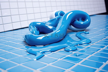 浴背景图片_瓷砖浴室内的蓝色液体管