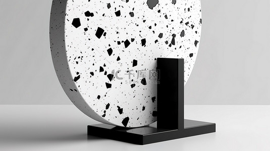白色背景上左圆括号符号的黑色水磨石图案 3D 渲染