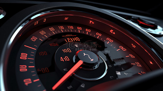 3D 汽车仪表板与里程表车速表和转速表近距离接触
