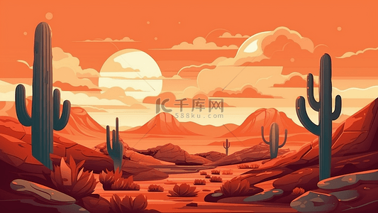 沙漠太阳山丘背景