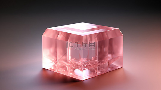 辐射方形玫瑰石英宝石的 3D 渲染