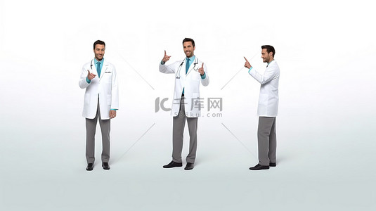 医生的手背景图片_3D 合成图像有吸引力的医生用手打手势
