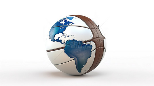 背景纯白色背景图片_在纯白色背景上雕刻成地球形状的篮球的 3D 渲染