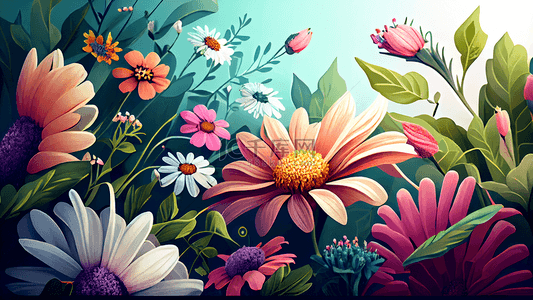 夏天花卉漂亮的插画