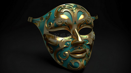 面具伪装背景图片_3D插图艺术面具