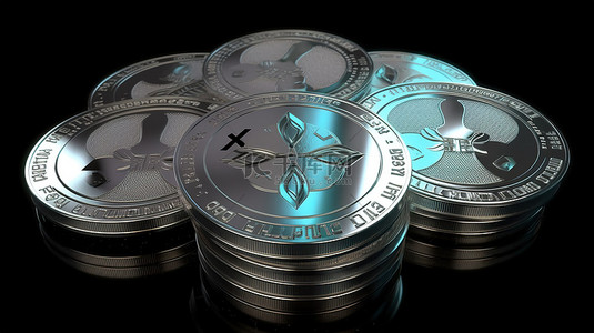 同级领先背景图片_瑞波币 XRP 币是一组 3D 渲染加密货币中领先的数字货币资产
