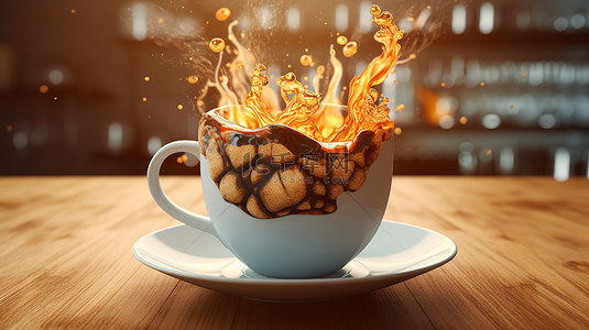 咖啡对大脑的提神作用3D 渲染可视化
