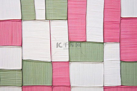 粉色绿色刺绣秋葵方形壁挂