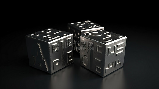 人工背景图片_黑色和灰色背景下刻在金属块上的人工想法 3D 刻字