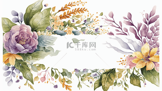 花卉水彩边框背景