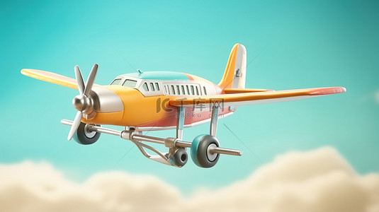 微型飞机和横幅飞机携带空白广告 3D 插图