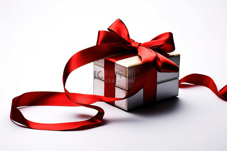 人礼物背景图片_白色背景上有红丝带的礼物