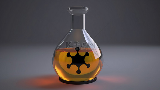 化学科学背景图片_被环境毒素污染的科学烧瓶 3d 渲染