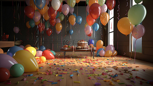 快乐质感背景图片_派对庆典美食绿色气球