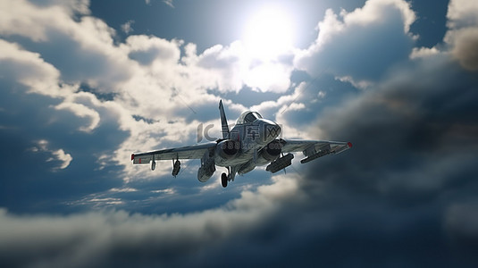 空降战 3D 渲染乌克兰和俄罗斯天空中的战斗机战斗