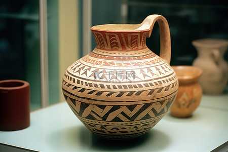 考古国潮背景图片_希腊考古博物馆的文物