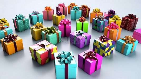 各种各样的礼物背景图片_各种各样的 3d 礼物盒