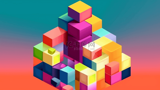 色块颜料背景图片_彩色积木立方体背景