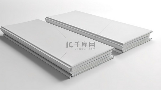 白色背景与 3d 呈现的空白书籍封面